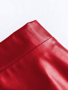 Women's Casual Minimalist Solid Color Elastic Waist Flare Skirt For Everyday Wear - Red - View 4