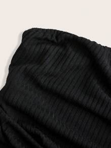 CovetEZ 大码女式高弹力褶饰抹胸短款上衣