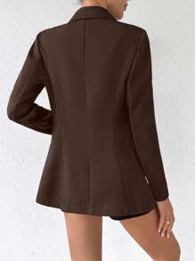 Chiquease Women's Solid Color Single Button Elegant Office Long Sleeve Blazer Fall Cloth For Women - Brown - View 2