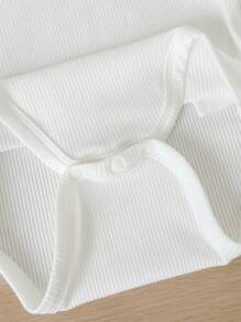 SHEIN Leap Crew 4件套男婴男女通用连体衣，柔软弹力罗纹针织面料，长袖连体衣，日常必备