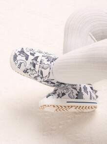 1 Pair 0-1 Year Old Infant Soft Bottom Casual Sports Shoes With Cartoon Hook And Loop Design, Suitable For Spring & Autumn