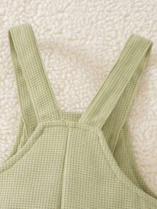 Bộ đồ liền quần vải tổ ong dễ thương cho bé trai mùa xuân và mùa thu - xanh quân đội - Xem 6