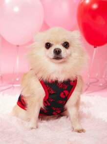 PETSIN 1 pieza Chaleco para mascotas con estampado de labios de color contrastado y patrón XO - Multicolor - Ver 6