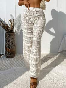 Swim Vcay Women's Romantic Lace Bohemian Style See-Through Drawstring Cover Up Pants For Swimwear Summer - White - View 4