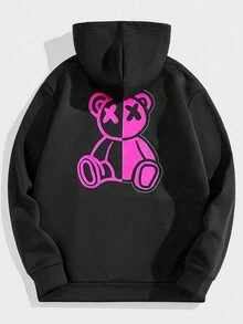 Manfinity RebelGame Áo nỉ trùm đầu in hình gấu thường ngày cho nam, Thu/Đông - Màu xanh lam - Xem 6