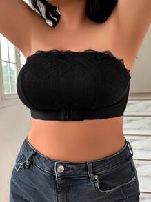 Sujetador Sin Tirantes Inalámbrico Para Mujer De Talla Grande - Negro - Ver 4