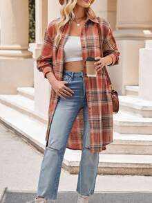 Áo sơ mi dài tay họa tiết kẻ caro buộc phía trước dành cho nữ - Nhiều màu - Xem 3