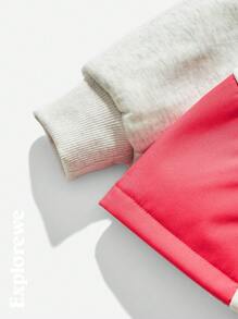 SHEIN Áo nỉ chui đầu in chữ và hình cho bé gái, có viền điều chỉnh được, thích hợp cho các hoạt động ngoài trời, đi học và mặc hàng ngày, phù hợp cho mùa thu/đông. - Nhiều màu - Xem 5