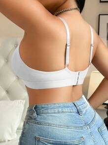 1pc Plus Size Wireless Non-Padded Bra - White - View 2