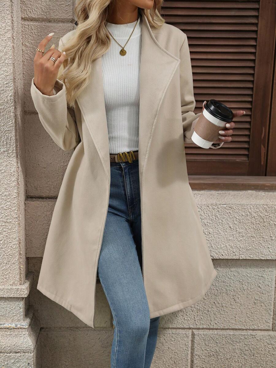 EMERY ROSE Pull col montant unicolore à manches longues minimaliste pour femme, décontracté pour un port quotidien - Kaki - Voir 1