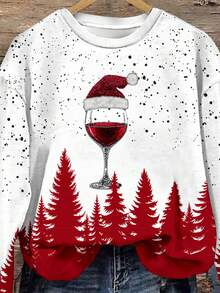 SHEIN LUNE 休闲简约图案印花圆领宽松女式运动衫，适合夏季 - 彩色 - 查看 3