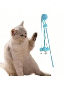 粉色猫咪爱好者和猫妈妈爱逗猫棒 3 件/套 带花朵图案、章鱼图案、丝带，适合猫咪爱好者和猫妈妈爱圣诞节作为节日礼物