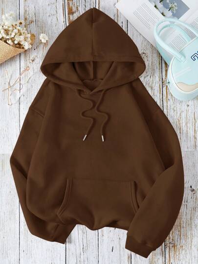 INAWLY Women's Solid Color Long Sleeve Drawstring Casual Hooded Sweatshirt, Autumn,Graduation,Teacher,Back To School Pullover Fall