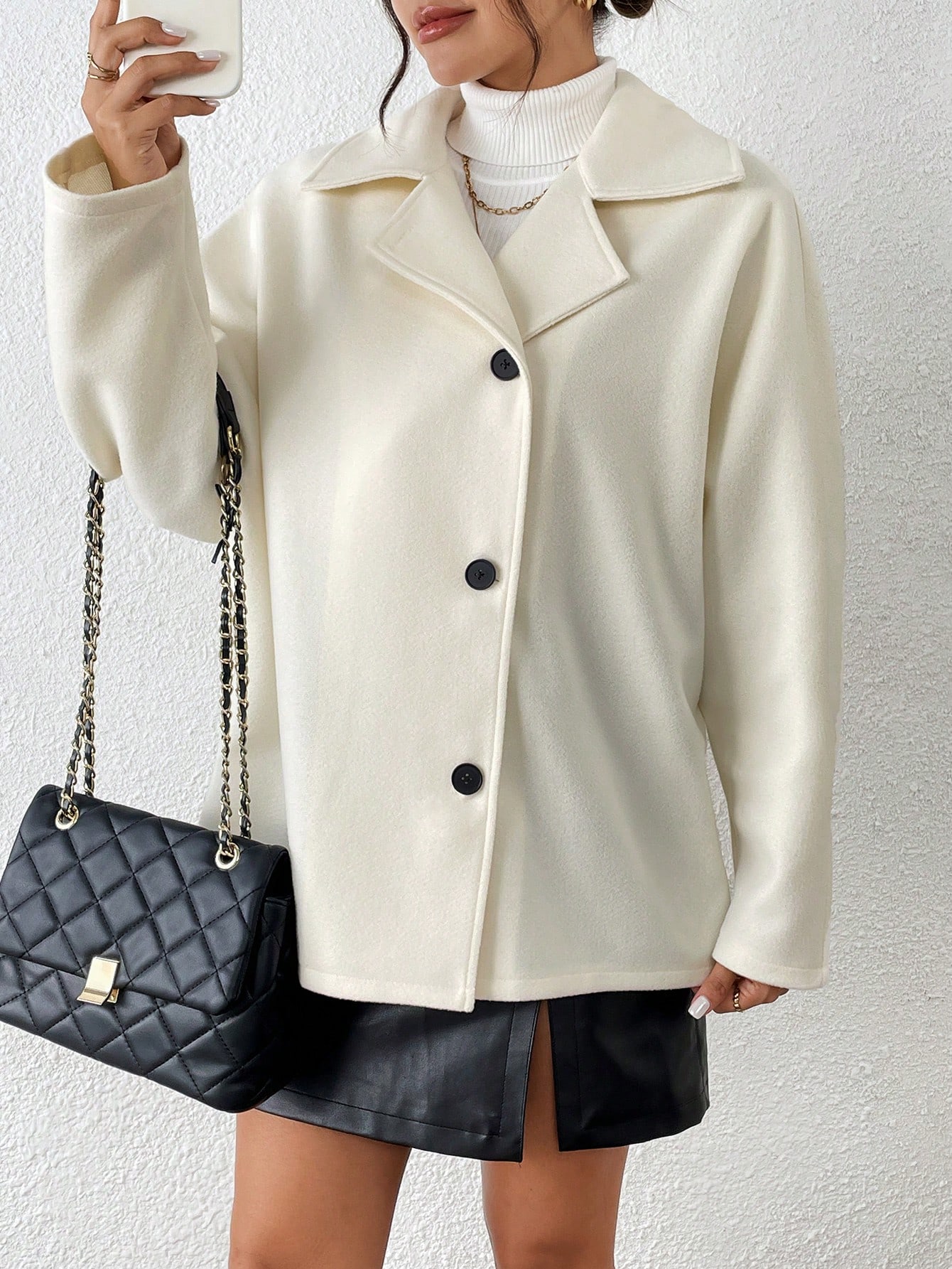 Chiquease معطف كاجوال بسيط للنساء بازرار أمامية وأ...