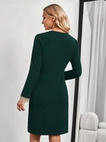 EMERY ROSE Váy ngắn cho nữ, Váy cho Lễ Tạ ơn, Trang phục cho nữ mùa đông, Trang phục Halloween cho nữ, Váy dạ hội màu đen, Váy mùa đông, Quần áo mùa thu cho nữ, Trang phục mùa thu cho nữ, Váy dự tiệc cho nữ, Váy mùa thu, Váy dài tay màu đen, Váy Halloween - Màu xanh lá cây đậm - Xem 2