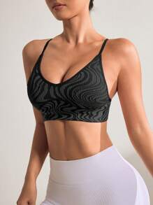 Easithlete 女士无缝高弹力运动背心，带字母印花，健身上衣，健身背心 - 彩色 - 查看 5