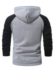 Manfinity Homme Men's Colorblock Kangaroo Pocket Hooded Zip-Up Sweatshirt - Multicolor - View 2