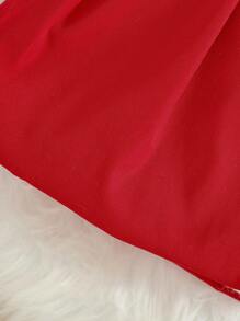 SHEIN Baby Girls' Furry Collar Bowknot Trench Coat, Autumn Winter