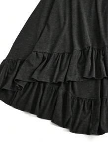 EMERY ROSE Sukienka damska Plus Size z koronką i dekoltem w serek, z długim rękawem i elegancką grafiką
