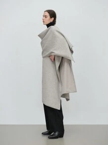 Aalyst 1 件女式复古卡其色斗篷开衫中长外套 - 卡其色 - 查看 7