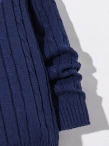 Maglione lavorato a maglia jacquard blu navy per ragazzo adolescente, adatto per andare al lavoro, a scuola, per uso casual, sport, autunno inverno