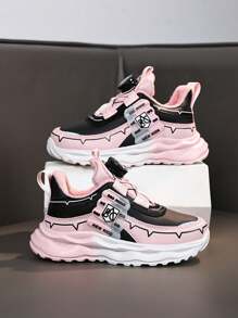 Giày thể thao đế dày lót giữ nhiệt mùa thu/đông cho trẻ em, khóa xoay có thể điều chỉnh dễ dàng khi mang/tháo, lớp lót mềm mại và ấm áp, màu sắc tương phản, họa tiết in lớn trên thân giày, phù hợp cho các dịp hàng ngày, ngoài trời, thể thao, giáo dục thể chất và nhiều cảnh - Nhiều màu - Xem 2