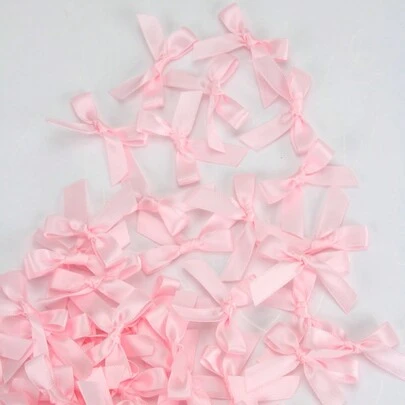 50Pcs/Pack Colorful Ribbon Bows Gift Packaging Decoration Handicraft Card Decoration, Hair Accessories, Jewelry Bows, Wedding Party Decoration, Christmas Decor, Room Decor, Home Decor-Pink Christmas For Holiday Gift Giving Valentine's Day