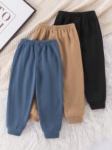 SHEIN Compre 2 e Leve 3 Calças Casuais Escolares Confortáveis e Versáteis para Meninos Jovens com Remendo e Decoração de Bolso, Adequadas para Roupas de Menino Jovem, Escola, Volta às Aulas, Uso Diário, Viagem, Esportes, Outono/Inverno - Azul - Visão 5