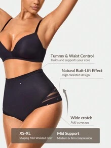 SHEIN Shape Ropa interior moldeadora de cintura media, moldeador corporal con levantador de glúteos y control de abdomen y cintura