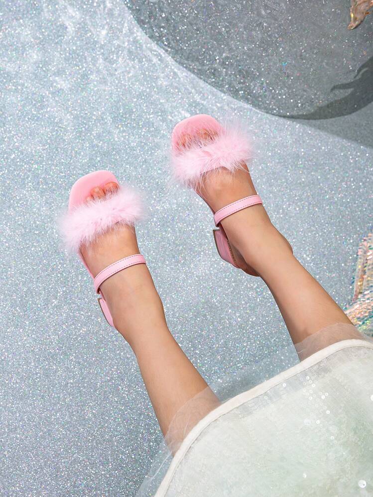 1 Pair Fashion Elegant Luxury Girl High Heel Slides - Pink - View 3