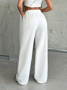 SHEIN Women's Casual Solid Mid Rise Straight Leg Sweatpants