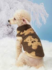 PETSIN Huisdier Bruine Beer Fleece Warm Mouwloos Vest Jas