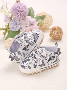 1 Pair 0-1 Year Old Infant Soft Bottom Casual Sports Shoes With Cartoon Hook And Loop Design, Suitable For Spring & Autumn