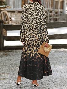 SHEIN Clasi 女士豹纹长袖长裙女装 - 彩色 - 查看 2
