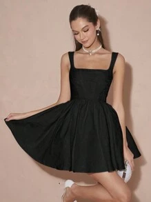 Enchnt 春冬浪漫女士黑色提花高腰可爱公主迷你连衣裙，甜美优雅的装扮，适合情人节、圣诞派对、新年、生日、节日、甜蜜约会之夜和鸡尾酒会，连衣裙 - 黑色 - 查看 7