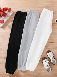 SHEIN Leap Crew Teen Girl's Buy 1 Get 2 Free 3pcs/SetCasual College Print Pattern Loose Knitted Sweatpants Multi-Piece Set In Three Colors, One Or Three Pieces Each/Back To School - Multicolor - View 2