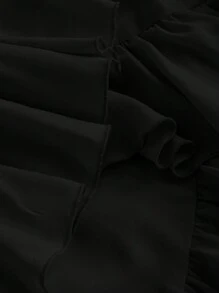 SHEIN MOD 杏色复古荷叶边下摆女式连衣裙，初秋休闲装 - 黑色 - 查看 4