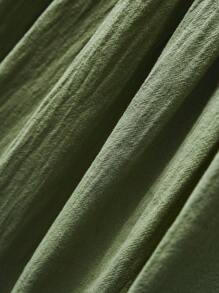 Rusticease Rochie de damă, de culoare solidă, cu gât rotund, cu mânecă lungă, cu volană simplă, de lungime mijlocie, de toamnă