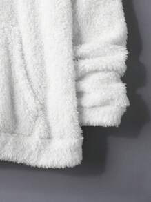 SHEIN Sudadera con capucha informal para niño preadolescente con forro polar bordado reversible