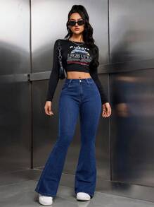 SHEIN Tall 1pc Women's Casual Front Button Pocket Jeans, Everyday Wear