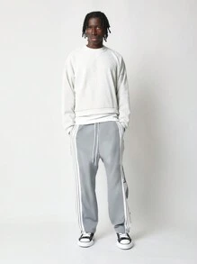 SUMWON 宽松尼龙长裤，带侧按扣 - 灰色 - 查看 3