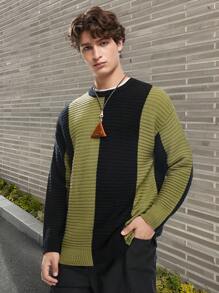 Manfinity VCAY Suéter de punto de manga larga con estilo informal para hombre
