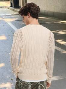 Manfinity VCAY Men's Knitted Fashionable Casual Slim-Fit Long Sleeve Sweater, For Fall Winter - Apricot - View 4