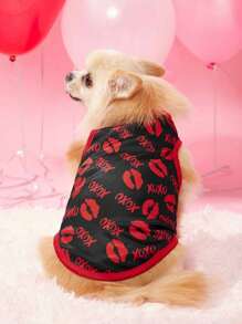PETSIN 1 pieza Chaleco para mascotas con estampado de labios de color contrastado y patrón XO - Multicolor - Ver 1