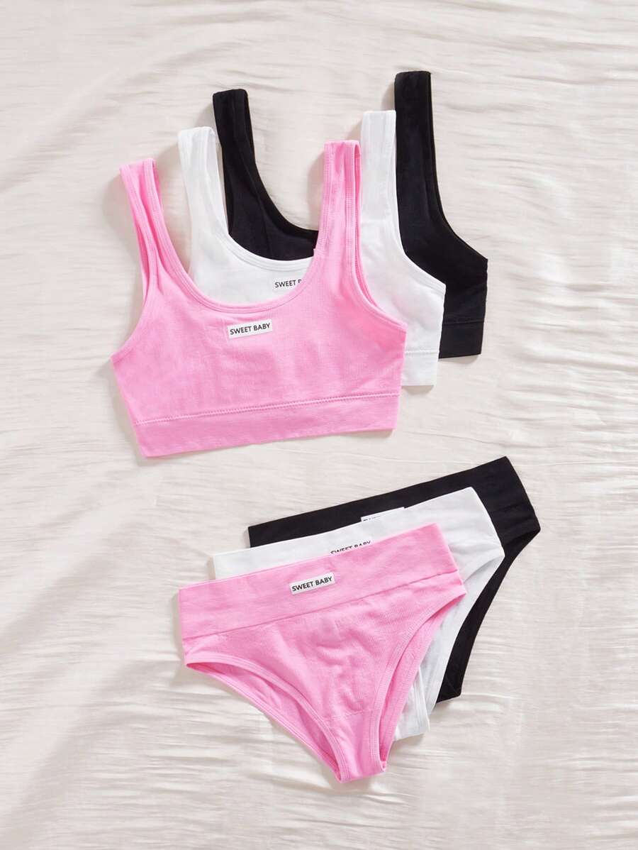 Lowkey Lull 3 件套女士简约休闲无缝宽肩带文胸套装 - 彩色 - 查看 1