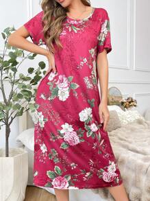 复古花卉印花睡裙，女士睡袍，完美夏日，Moo Moo - 彩色 - 查看 3