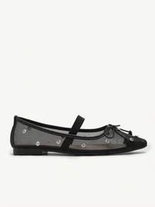 CUCCOO CHICEST Nuevos zapatos planos casuales cómodos de puntera cuadrada, con lazo decorativo, detalles de diamantes de imitación y unicolor, estilo de primavera y otoño 2024, ideales para Año Nuevo y Día de San Valentín