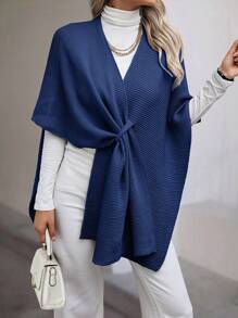 SHEIN LUNE Women Casual Bat Wing Sleeve Thin Lightweight Cardigan, Autumn - Royal Blue - View 8