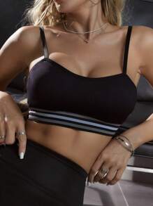 3pcs/Set Regular Solid Color Cami Spaghetti Strap Bra Set, Minimalist & Casual For Women