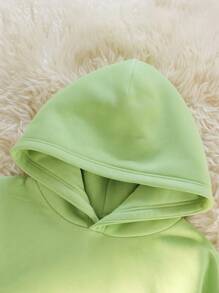 Manfinity VCAY Oversized Drop Shoulder Hooded Long Sleeve Sweatshirt, Suitable For Autumn & Winter Mint Green Going Out Letter Hoodie, For Friends, Husband, Boyfriend Gifts - Mint Green - View 5